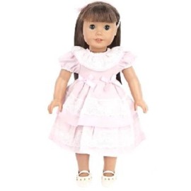 JustAskJoyce Collection Formal Pink Chiffon & White Lace Dress and Accessories for American Girl Doll