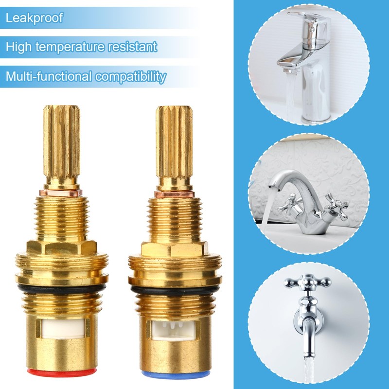 Brass 1-001 & 1-002 Ceramic Valve Cartridge Set, Hot and