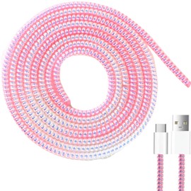 fogman Cable Protector, Anti-Disconnect Cover, Cable Protection Cover, Anti-Break, Set of 5 (Pink White)