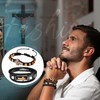 Flongo Cross 2 Piece Bracelet for Men: Catholic Religious Wooden