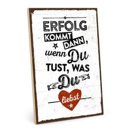TypeStoff HS-00046 Wooden Sign with Saying - Success - Vintage Look with Quote as a Gift and Decoration on the Theme of Goal, Devotion and Motivation