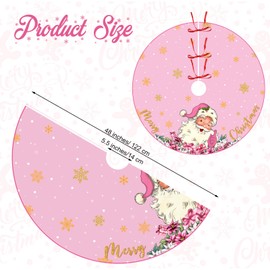 Maasechs 48 Inch Christmas Tree Skirt Xmas Tree Mat Double Layer Large Snowflake Tree Skirt Decor for Winter Holiday Party Indoor Outdoor Christmas Tree Decorations (Pink,Santa Claus)