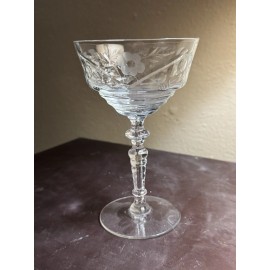 Libbey Rock Sharpe 5 Vintage 1940’s Libbey Rock Sharpe Arctic Rose Halifax Champagne Glass 6 1/8”