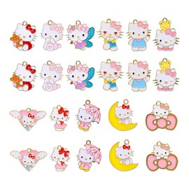 Westingmanual Westingmanual Cute Cat Charms, 22 Pcs Enamel Cat Charms for Jewelry Making 11 Styles Cat Charms Enamel Earring Necklace Bracelet Pendants Crafts