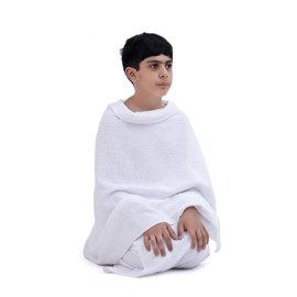 Sweet Needle Ihram Ehram Ahram for Children Hajj and Umrah - 2 Hand Towels, White - Hygienic Natural 100% Pure Combed Cotton, Lightweight Towels, 80 x 156 cm
