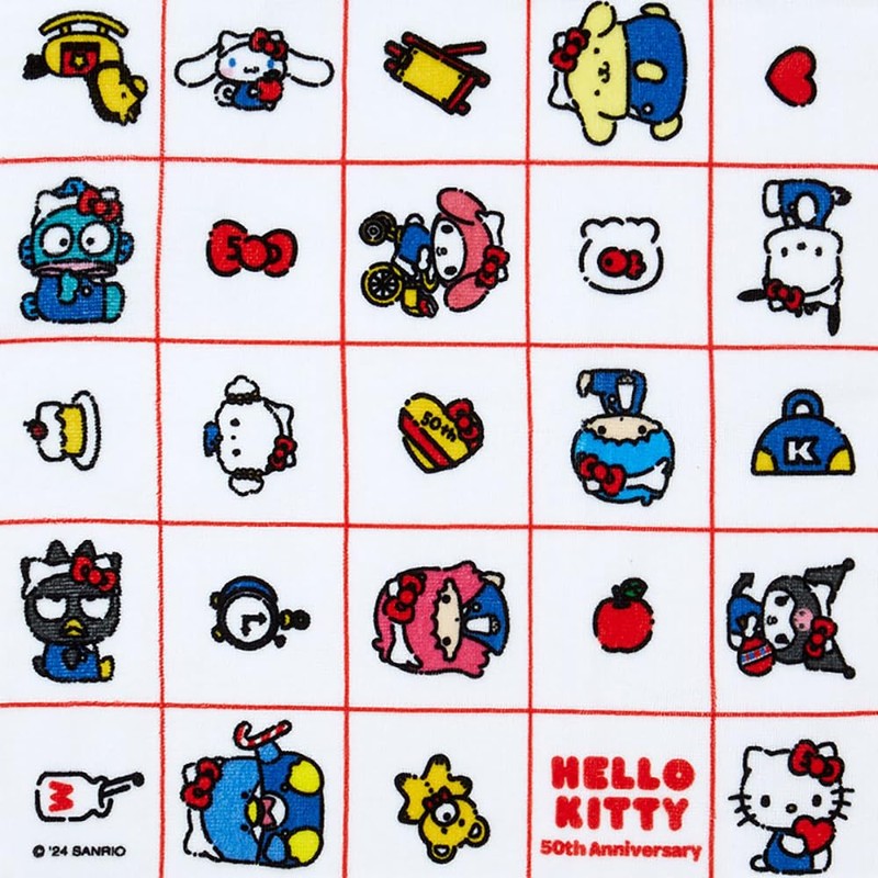 Sanrio Hello Everyone! Sanrio Characters Hand Towel, 13.8 x 13.4