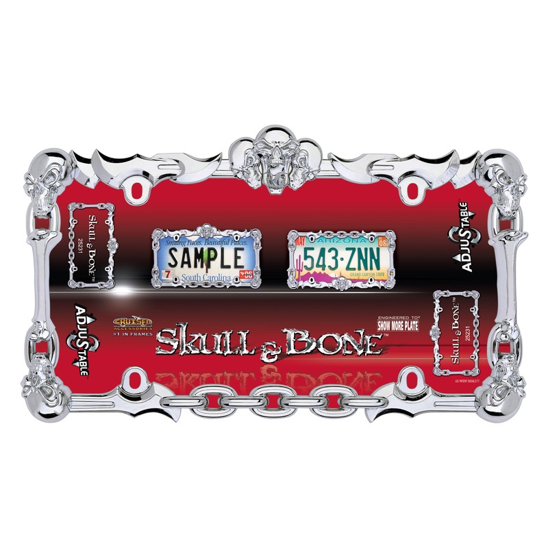Cruiser Accessories 25231 Skull & Bone License Plate Frame, Chrome