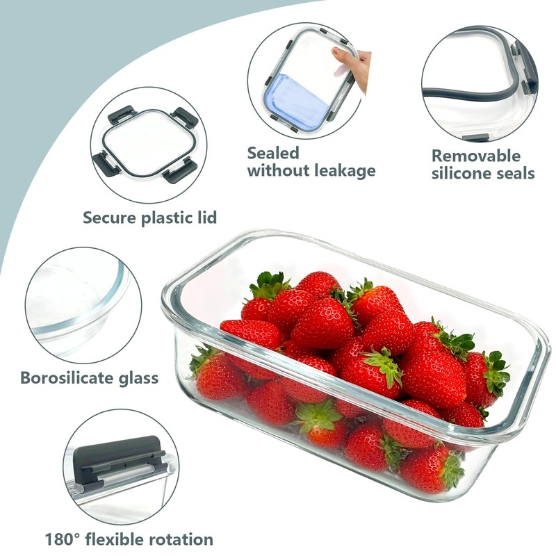 Bestfull 12 Pack Glass Food Storage Container Set with Lids