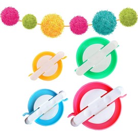 Pompom Maker, 4 Sizes Pom pom Makers for Fluff Ball Weaver Needle Craft DIY Wool Knitting Craft Tool Set Decoration (4)