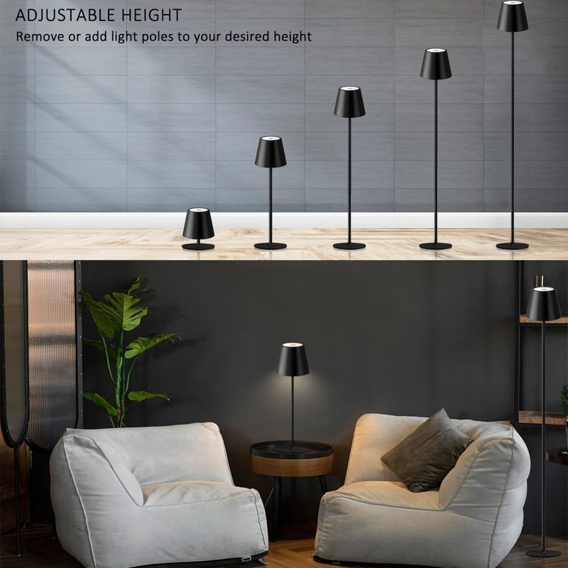 2Pack Cordless LED Floor Lamp,3 Color Touch Control Rechargeable Lamp,Stepless