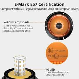 COLORLAM 40W Amber Flashing Beacon Light IP65 Waterproof & Magnetic 40 LED Emergency Warning Strobe with 10 Flash Modes Vehicle Beacon with E-Mark for Trucks Cars Emergency Vehicles 12V/24V