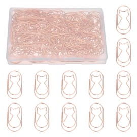 PATIKIL 100 Pcs Cat Shape Paper Clip, Metal Cute Small Paper Clamp Clips for Office Supplies Craft Scrapbook Document Note Sorting, Electroplating, Rose Gold