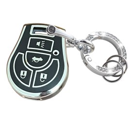 TAPAYICA For Nissan Key Fob Shell Keyless Remote Key With Keychain Fit for Nissan Sentra Rogue Cube Juke Versa NV (Black-Silver)