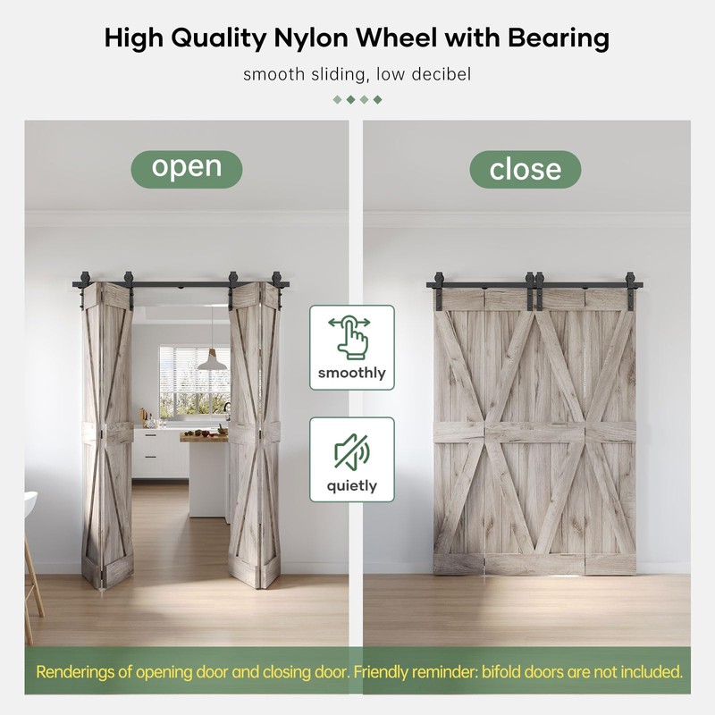 Roymelo 70" Bifold Sliding Barn Door Hardware Track Kit,Side Mounted