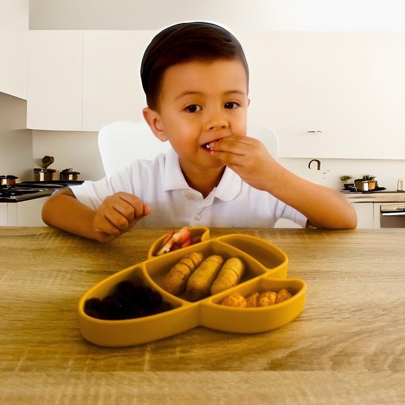 Little Sadi Airplane-Shaped Silicone Plate (Yellow)