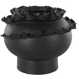 Deco 79 Ceramic Abstract Decorative Vase Floral Inspired Centerpiece Vase, Flower Vase for Home Decoration 12" x 12" x 9", Black