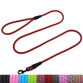 WYuZe 5ft Puppy Leash for Small Dogs, 1/4" Thin Rope Dog Leash with Easy to Use Hook, Chihuahua/Yorkie/Toy Breed Lightweight Leashes 10 Colors, Black Red
