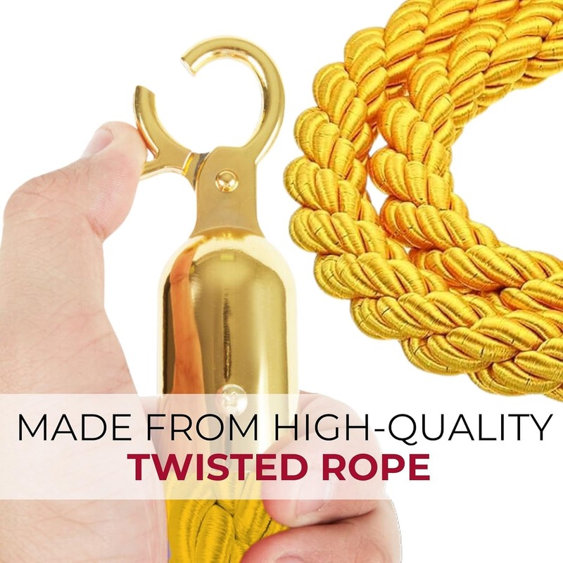 6PCS Gold Braided Rope - 5FT Elegant Rope for Stanchion