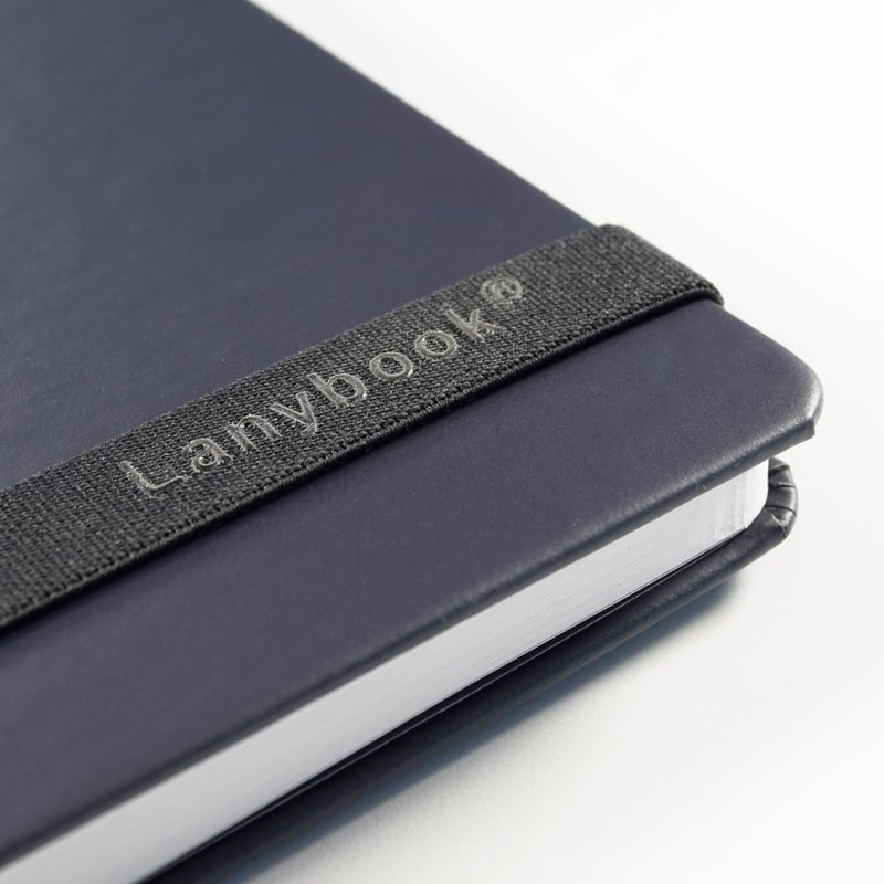 Lanybook | A5 leather notebook | in blue | chequered