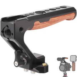 Leftfoto Top Handle Wood & Metal Grip Quick Release Handgrip with NATO Rail Kit,with NATO Clamp Compatible with Camera Cage Video Rig Anti-Off Designed