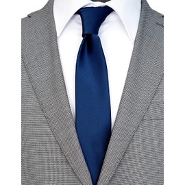 ZENXUS Solid Skinny Ties for Men, 2.5 inch Slim Navy Plain Ties Bulk for Wedding and Activities, 5-Pack