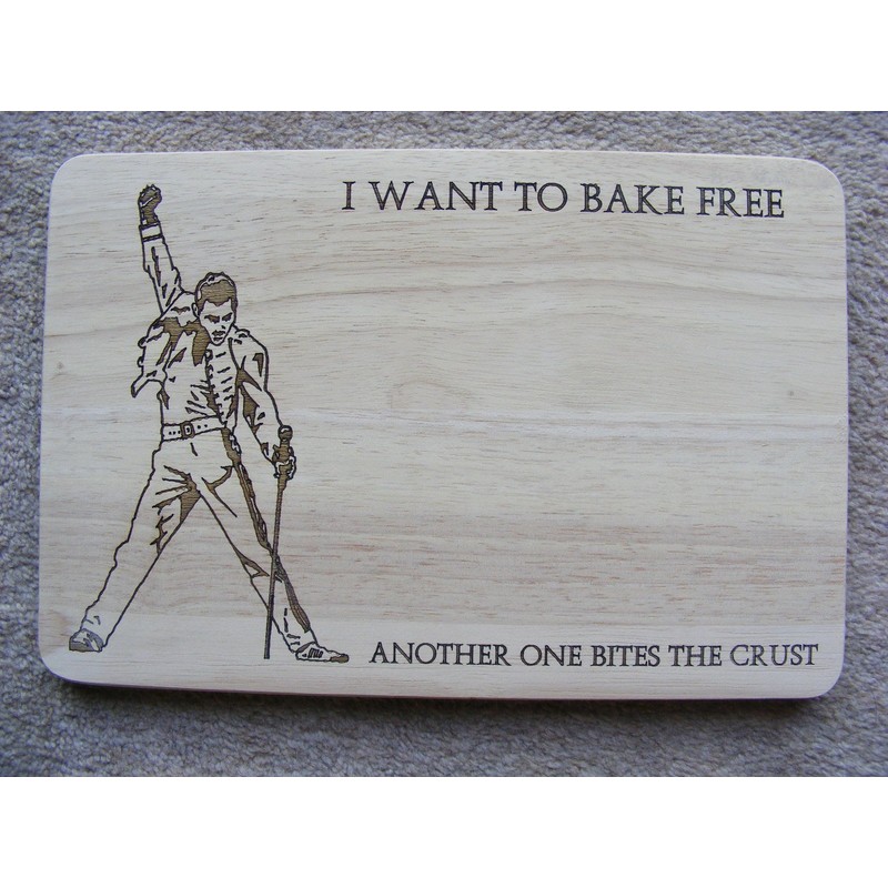 QUEEN FREDDIE MERCURY GIFT IDEA PREMIUM HARDWOOD WOODEN CHOPPING CUTTING