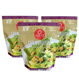 ALEIA'S BEST. TASTE. EVER. Garlic Croutons - 5.5 oz / 3 Pack - Seasoned Croutons for Salads and Soups, Gluten-free, Dairy-free, Soy-free, Low Sodium, No MSG, No Preservatives