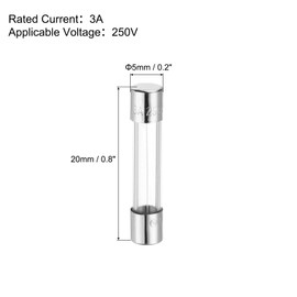 QUARKZMAN 3A 250V Glass Fuse 5x20mm Time Delay Fuse UL Listed Slow Blow Fuse for Household Appliances (Pack of 10)