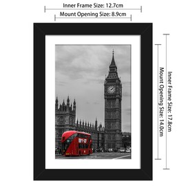 Tinkeps 4 Pack 7x5 Black Picture Frame, Engineered Wood and Plexiglass, 7x5 Frames with Mount for 4x6 inch Prints, Photos, and Posters, Tabletop and Wall Mountable