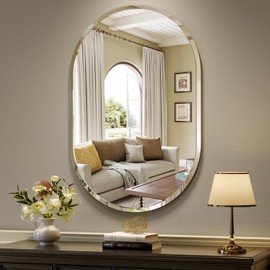 Brightify Oval Bathroom Mirrors for Over Sink, 24x36 Frameless Bathroom Mirror, Beveled Frameless Oval Mirror for Bedroom, Living Room, Entryway, Vanity