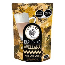Etnia 52 | Café Capuchino Instantáneo | Sabor Avellana | Libre de gluten | Espumoso y Cremoso | 100% mexicano | 500 g