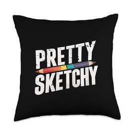 Pretty Sketchy Art Creative Artists Colored Pencils Throw Pillow