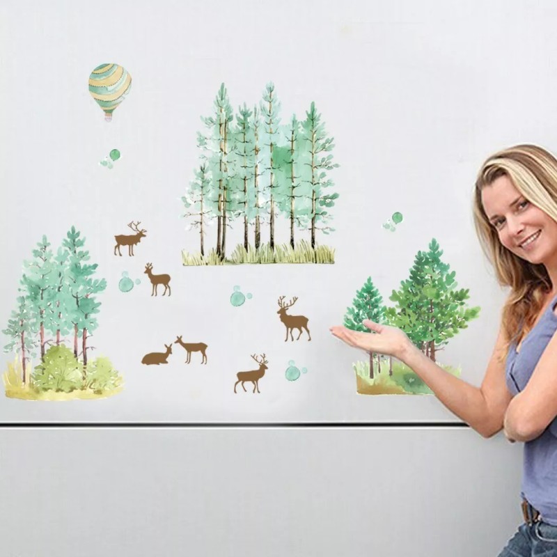 DaraBaby Vinil Decorativo Bosque Venados Sala Habitación Estancia