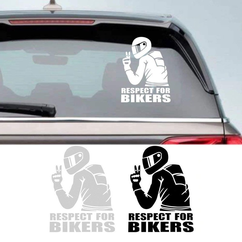 EROSPA® Sticker Car Motorcycle Respect for Bikers (Silver)