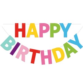 LITAUS, Colorful Happy Birthday Banner - Pre-Strung, 9 ft, No DIY | Happy Birthday Sign for Birthday Decor, Backdrop | Birthday Decorations | Birthday Banner for Women, Girls, Boys