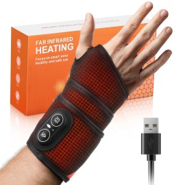 Wireless Red-light Therapy Heating Vibration Hand Wrap Massage Belt Wrist Massager for Ankle Neck Pain ReliefColor: Black
