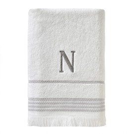 SKL Home Casual Monogram Bath Towel, N, 28" x 54", White