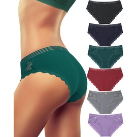 LEVAO Womens Underwear Cotton Bikini Panties Lace Breathable Hipster Panty Stretch Full Briefs Multipacks S-XL