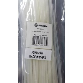 Steren 400-812CL 100 pack 40lb. Nylon 12" Cable Wire ties, Clear