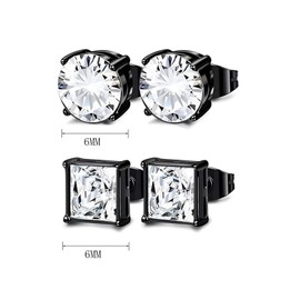 HinDaLi 6 Pairs Stainless Steel Earrings for Men Women Earrings Set Dangle Earrings Black Stud Earrings Men Earrings Hoop Earrings Huggie Feather Earrings Women Cross Earrings Men Diamond Earrings