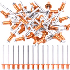 Hilitchi Dome Head Red Copper Blind Rivets Self-Plugging Open End Dome Head Decorating Fastener Nails Pop Rivets Core(4x6.4mm-50PCS)