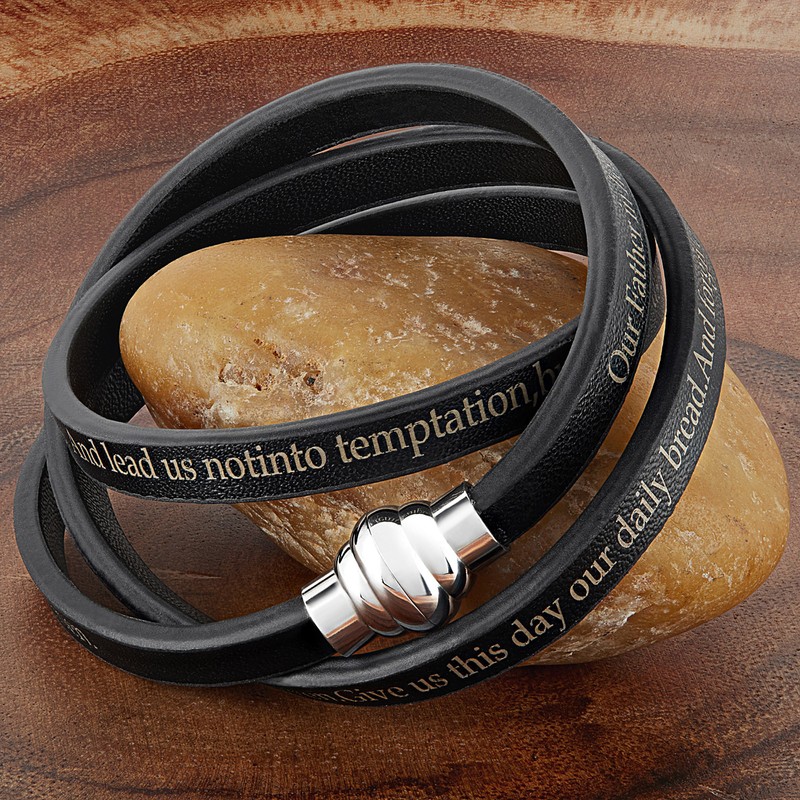 West Coast Jewelry Lord's Prayer Leather Wrap Bracelet - 7.5