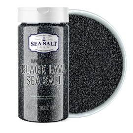 Hawaiian-Style Black Lava Sea Salt with Activated Charcoal, Black Hawaiian Sea Salt for Cooking & Finishing, 1 lb Shaker