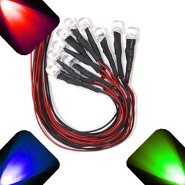10mm 12v Pre-Wired Ultra Bright LED - RGB Slow Auto Change - 6v 7v 8v 9v 10v 11v (Pack of 5)