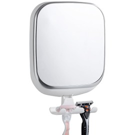 TAILI Espejo de ducha antivaho para afeitar, espejo de afeitado antivaho con soporte para maquinilla de afeitar SIN perforación, extraíble, inastillable y resistente al agua, accesorios de baño