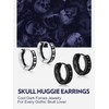 Stainless Steel Huggie Earrings for Men Women Skull Huggie Hoop