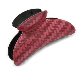 95mm Across/Large Shiny Magenta Pink Herringbone Pattern Acrylic Hair Claw/Hair Clamp