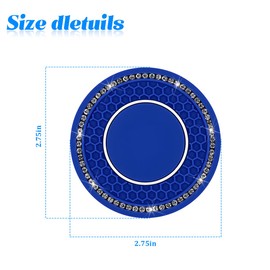 FALVFUN Bling Car Cup Holder Coaster, 2.75 Inch Crystal Rhinestone No Slip Anti Dust Vehicle Water Bottle Mat, Waterproof Auto Interior Drinking Pad Accessories, Universal Fit (Blue/White)