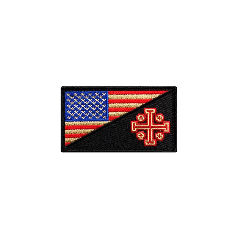 USA Flag Jerusalem Cross Patch (Hook Fastener-MTB26)