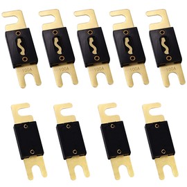 Tnisesm 9 Pcs 100Amp ANL Fuse Copper Material for Car Vehicles Marine Audio System Sheet Gold Tone Gold - 100A